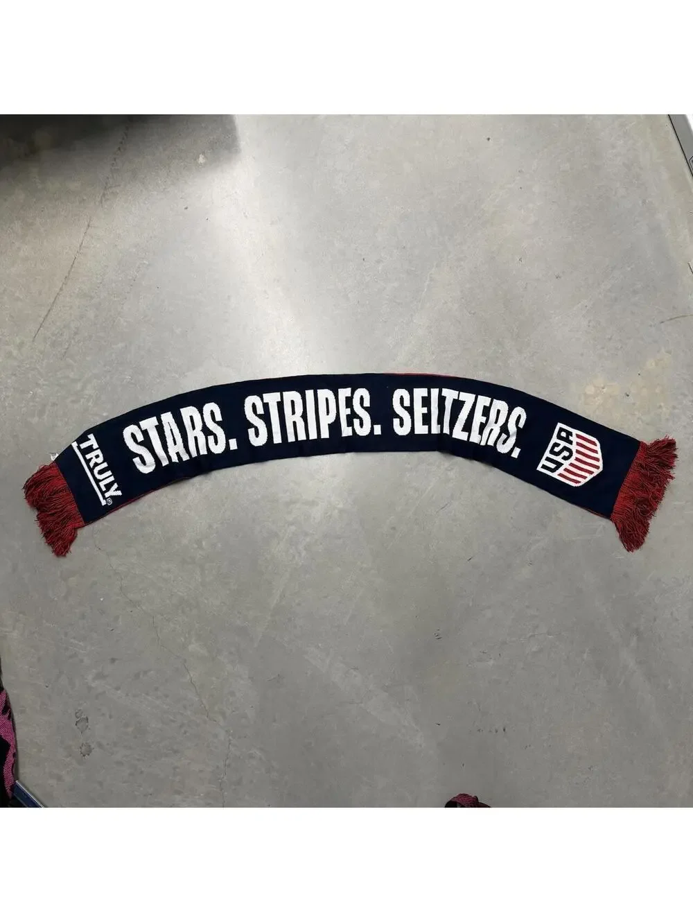 USA Soccer Truly Hard Seltzer Scarf Stars Stripes Seizers USMNT Red White Blue